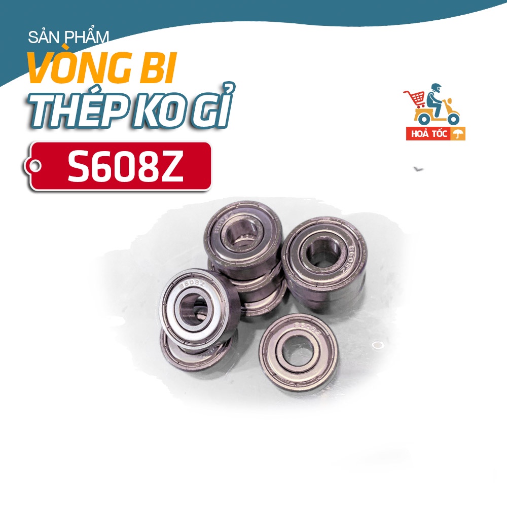 Vòng bi bạc đạn thép không gỉ chống xít kiềm 304 S608z