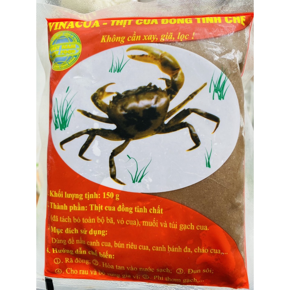 Cua đồng tinh chế Thịt cua đồng tinh chế Hương Quê Việt Gói 150g dùng để nấu canh, bún riêu, canh bánh đa
