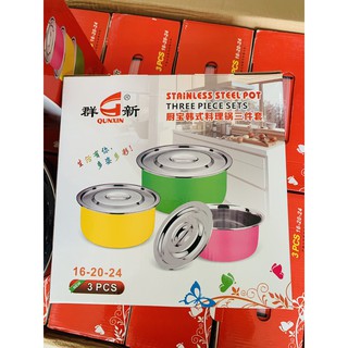 Bộ 3 thố inox có nắp đậy