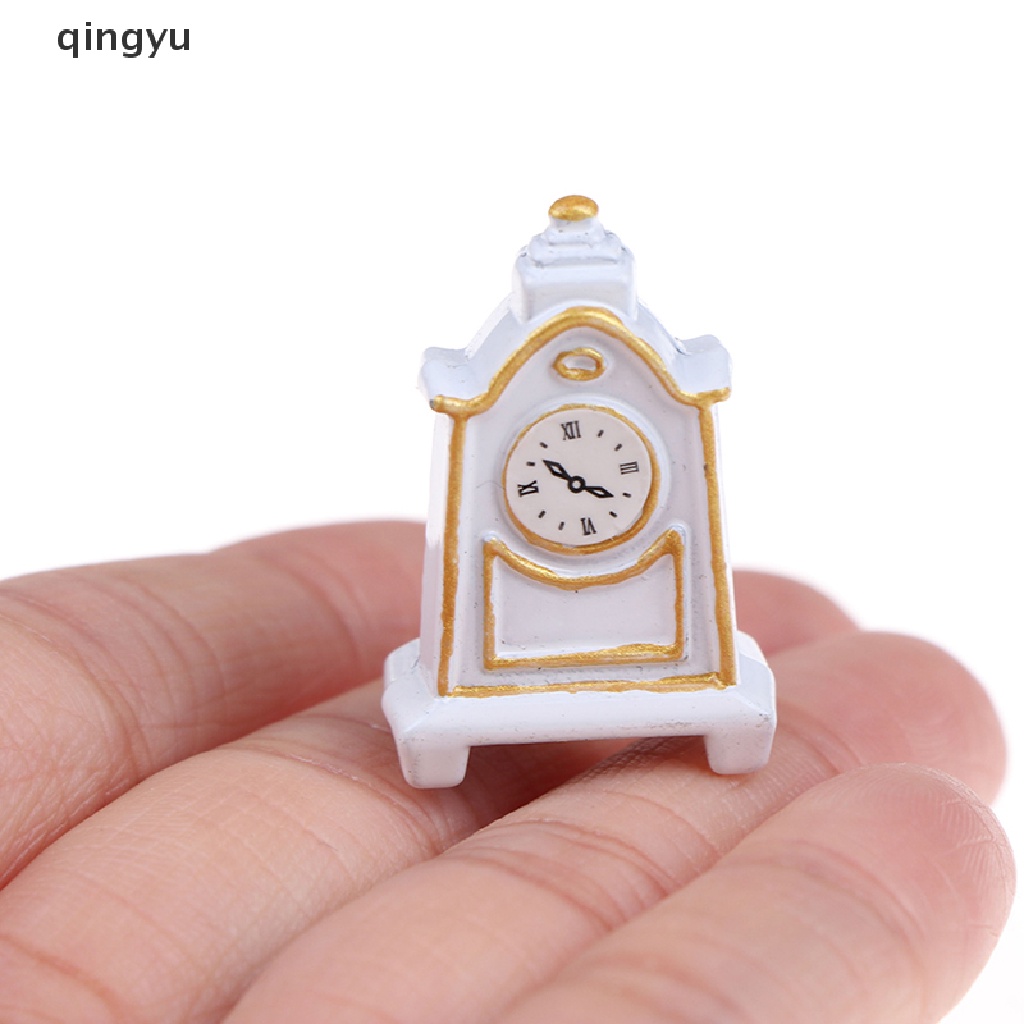 1 Mô Hình Đồng Hồ Để Bàn Màu Trắng Phong Cách Retro Cho Nhà Búp Bê Tỷ Lệ 1: 12