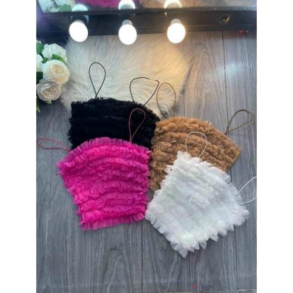 Áo 2 dây phối bèo tầng voan kiểu xinh lém 4 màu - 25STORE