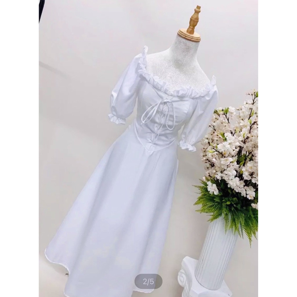 Đầm trắng nữ, Đầm tiểu thư phối dây đan ngực siêu xinh - cece house - MUSE dress