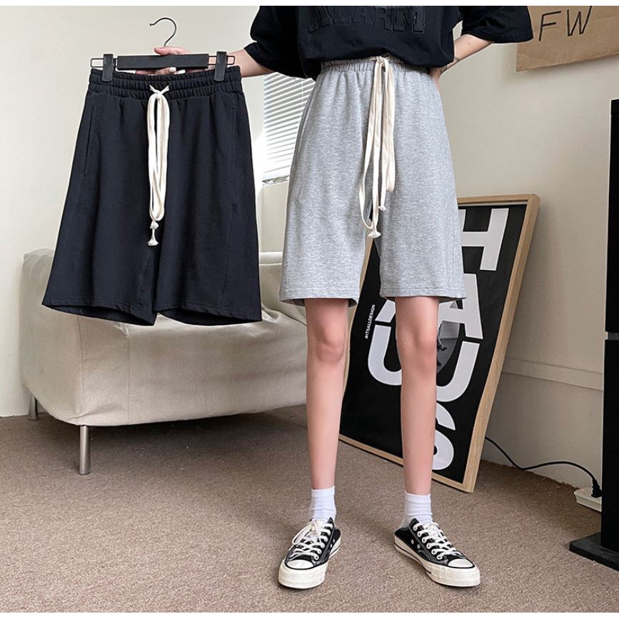 Quần Short Unisex Nam Nữ Dáng Lửng Trơn Chất Nỉ Cao Cấp Có Túi