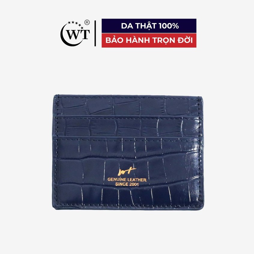 Ví Đựng Thẻ Da Bò Cao Cấp Màu Xanh Navy WT Leather 0949.7