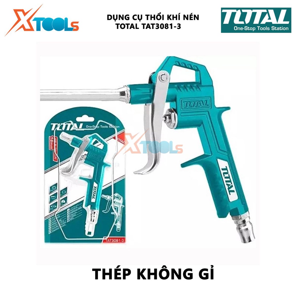 Dụng cụ thổi khí Total TAT3081-3 Súng xịt thổi khí Chiều dài ống phun 80mm Đầu nối kiểu Nitto phụ kiện của máy nén khí