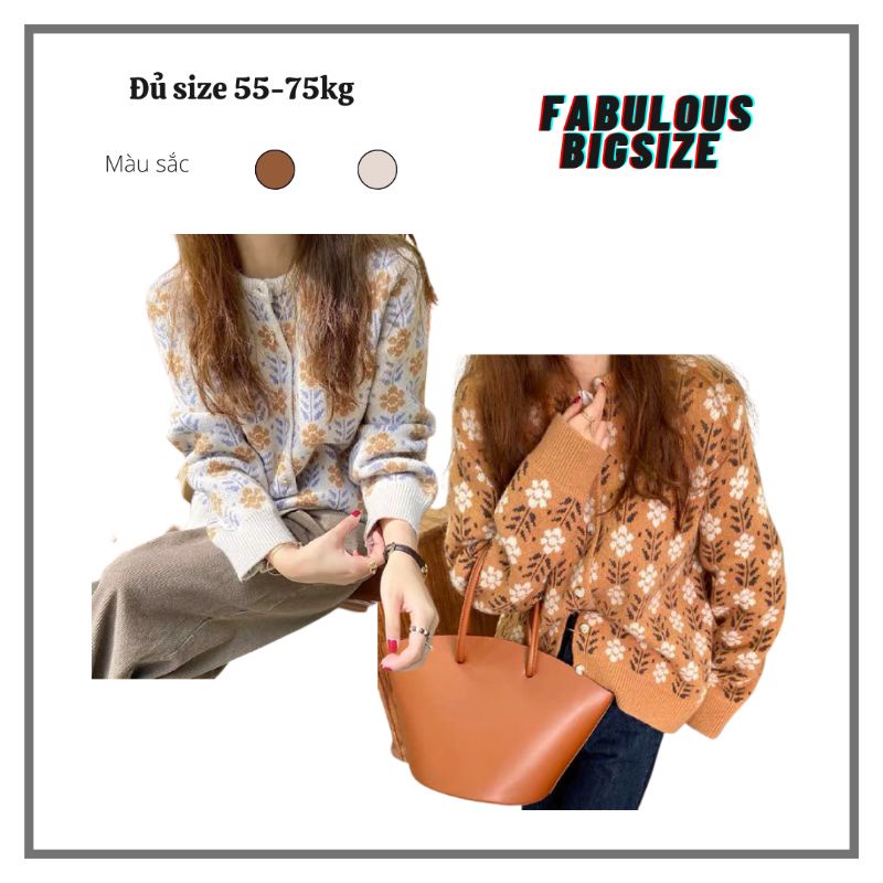 BIGSIZE Áo cardigan len vintage cho người béo mập Fabulous BIGSIZE