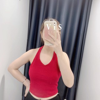 ÁO CROPTOP NỮ CỔ YẾM CHẤT THUN