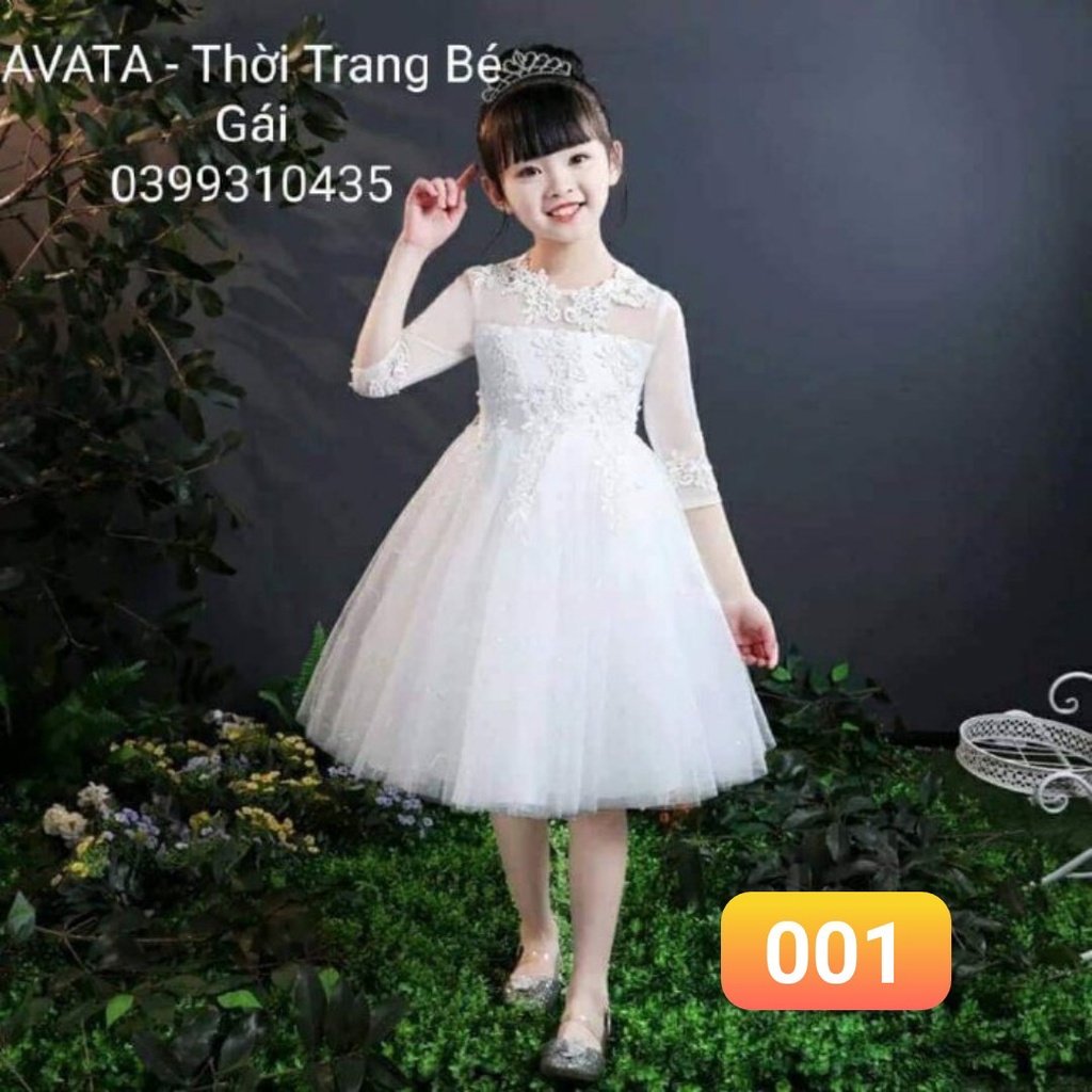 Đầm Công Chúa Bé Gái 8-47kg , váy bé gái trắng tay lỡ