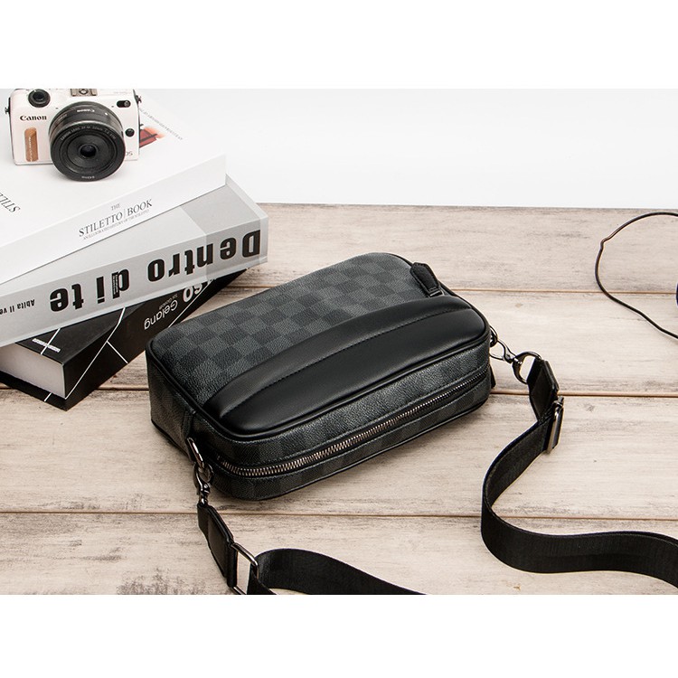 Túi đeo chéo nam nữ caro da chống nước chống trầy cao cấp | BigBuy360 - bigbuy360.vn