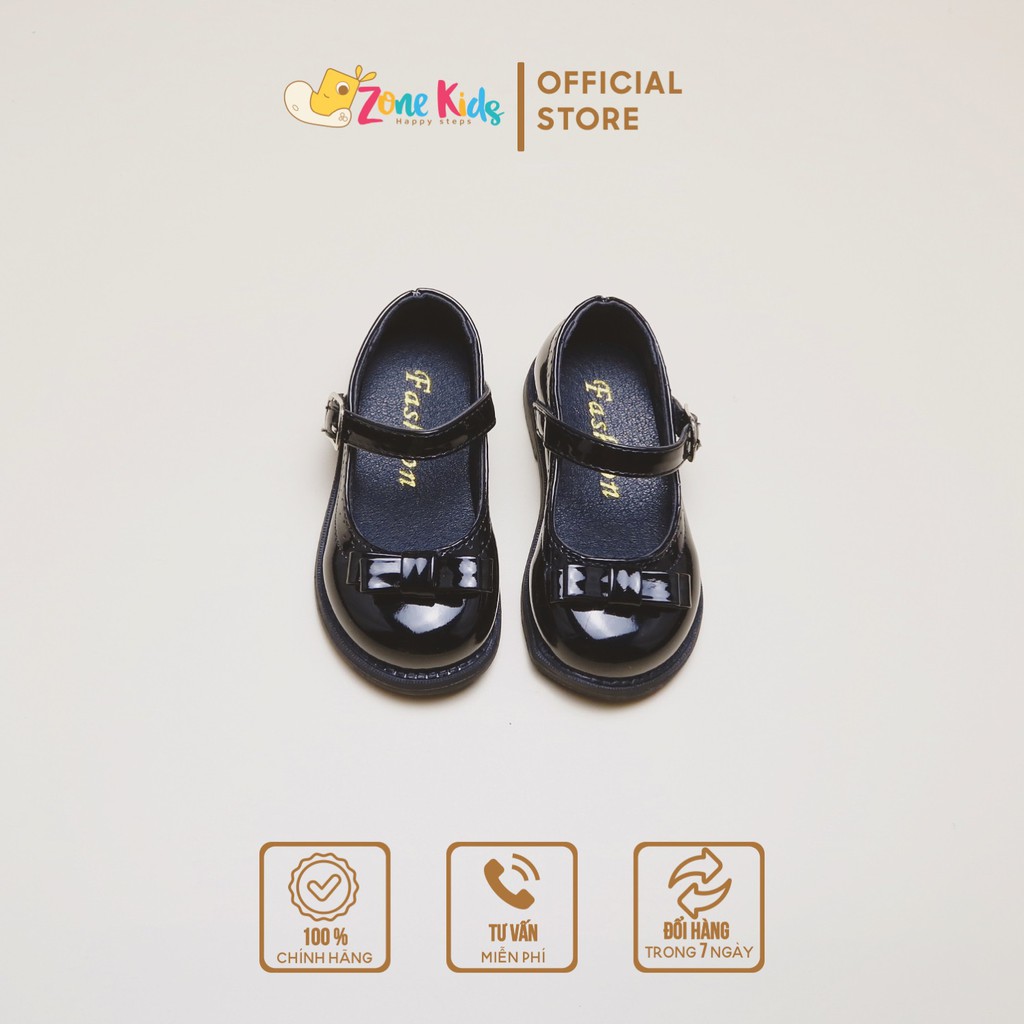 Giày búp bê da bóng đính nơ cho bé Zonekids - A93