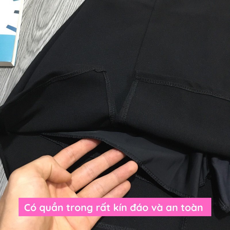 Chân váy ngắn chữ a xẻ tà đùi trước màu đen thiết kế công sở HN Clothing - CV2