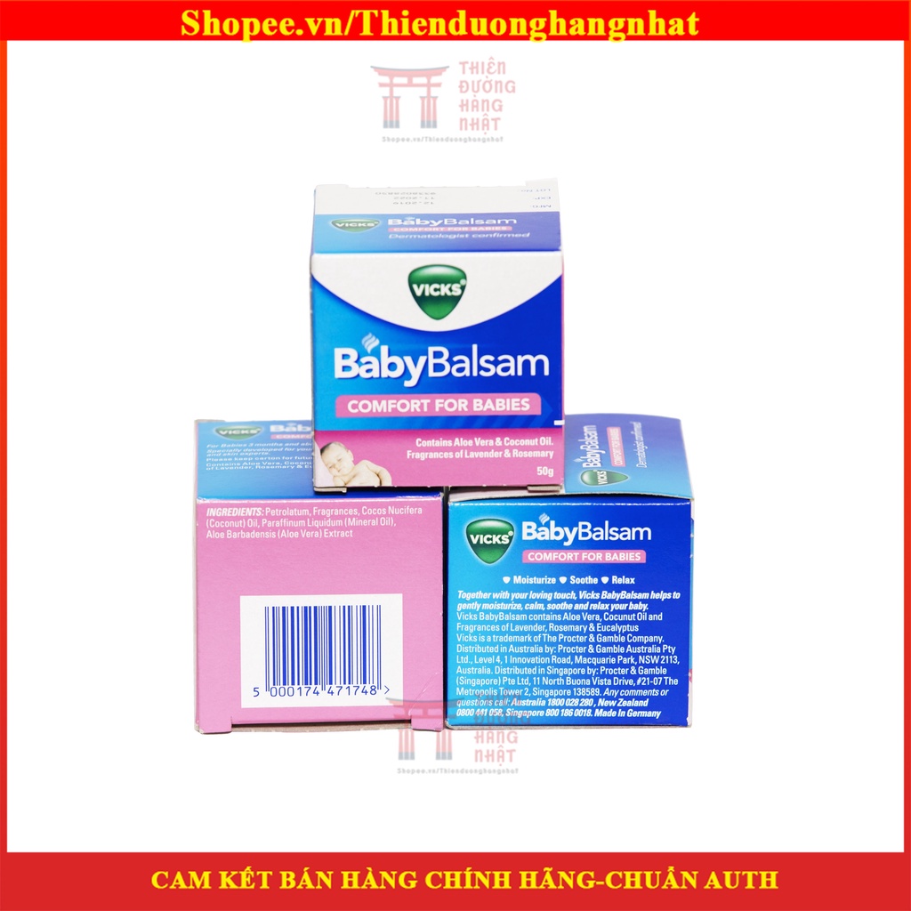 Dầu bôi ấm ngực Vick Baby Balsam Úc, giữ ấm cho bé 50g