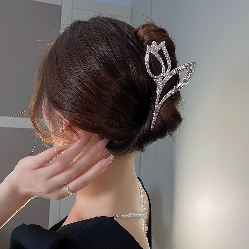 Kẹp Tóc Hình Hoa Tulip / Cá Mập Bằng Kim Loại Thời Trang Cá Tính