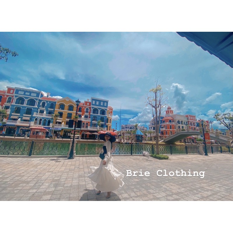 ĐẦM MIDI SMI TRẮNG PHỐI ĐEN VẠT BÈO TẦNG | BigBuy360 - bigbuy360.vn