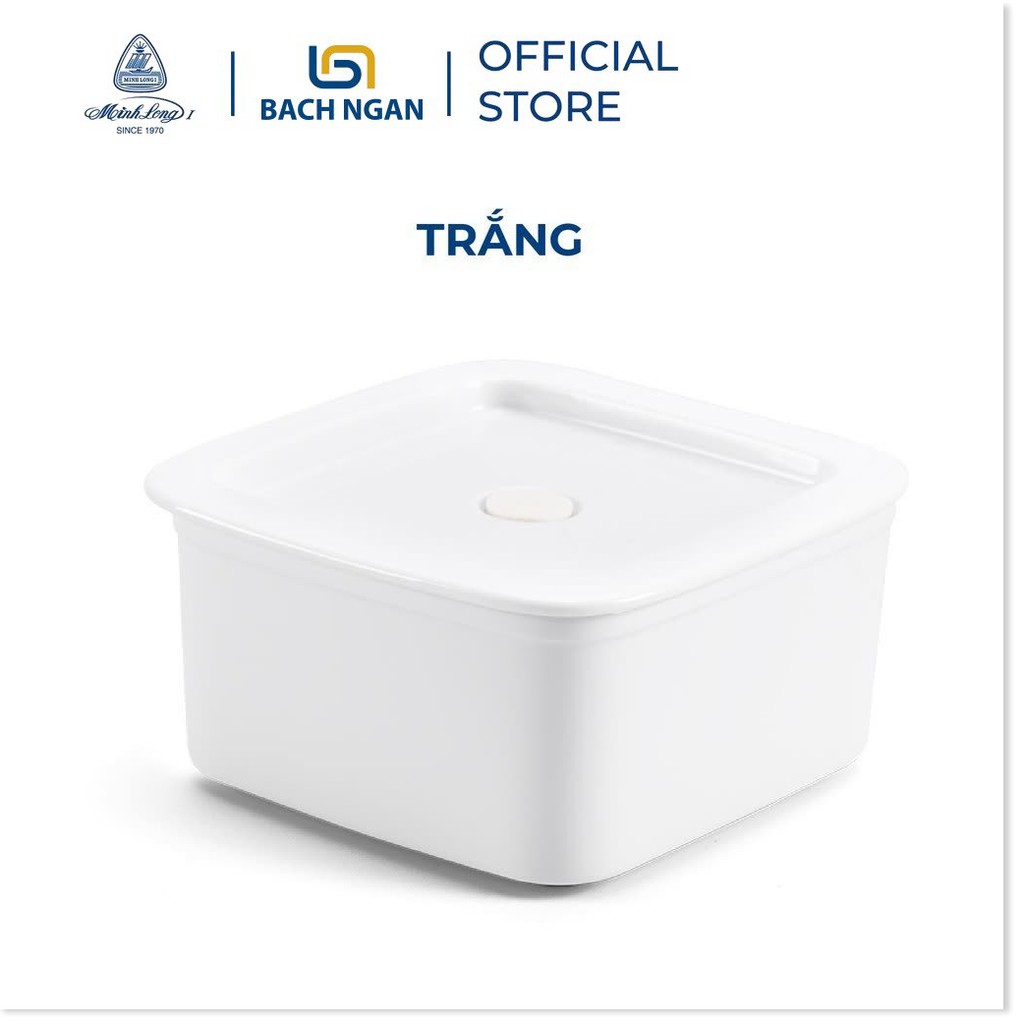 Hộp đựng thức ăn bằng sứ 15 cm - Màu trắng Minh Long, có nắp đậy, đựng thực phẩm, trái cây rất tiện lợi, giữ nhiệt tốt