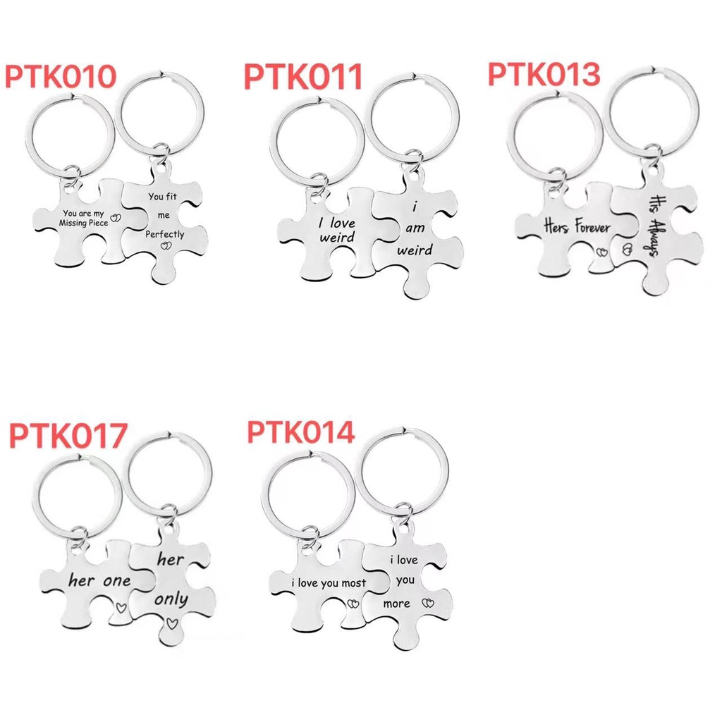 Móc Khóa Mặt Hình Mảnh Ghép Bằng Thép Không Gỉ Dùng Làm Quà Tặng