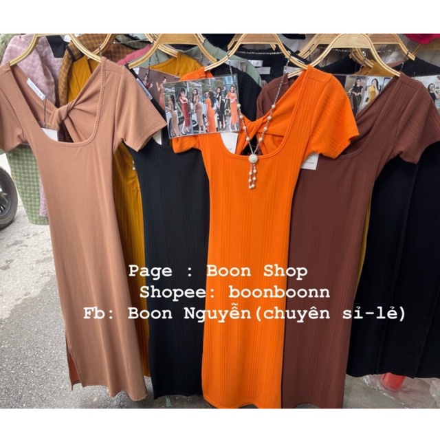 ĐẦM ÔM BODY DÁNG DÀI XOẮN LƯNG XẺ CẠNH CHẤT ĐẸP MS18624