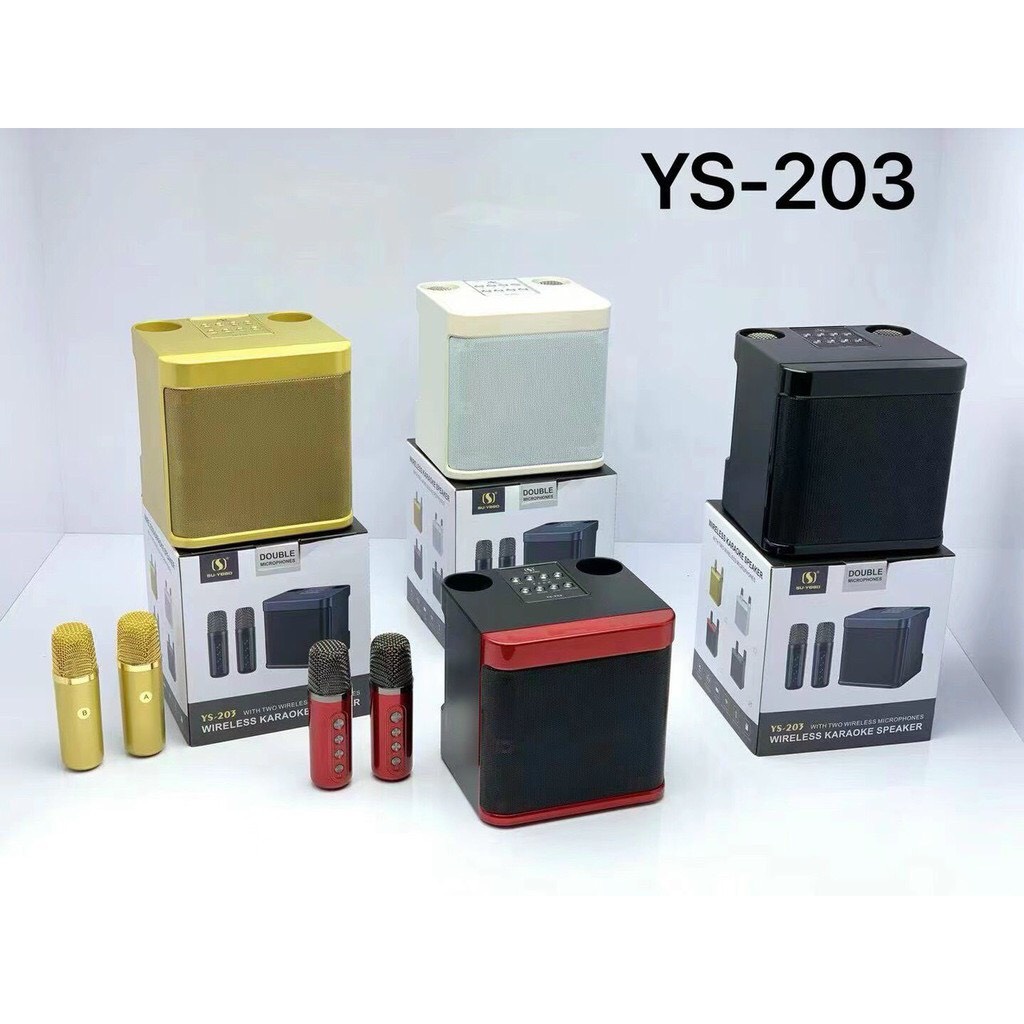 Loa bluetooth karaoke Su-Yosd YS-203 có 2 tay micro chỉnh echo, reverb, effect, đổi giọng