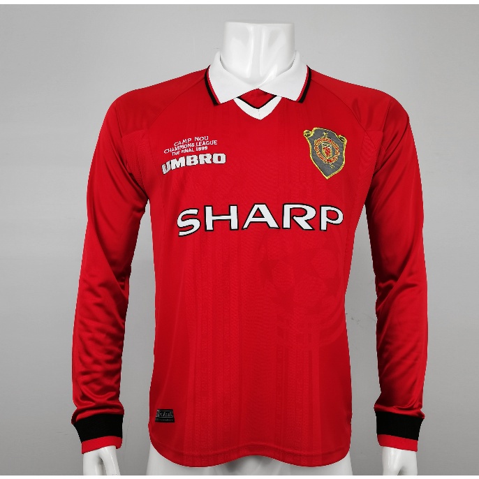 Áo Thun Bóng Đá Tay Dài Phong Cách Retro Manchester United 1999-2000