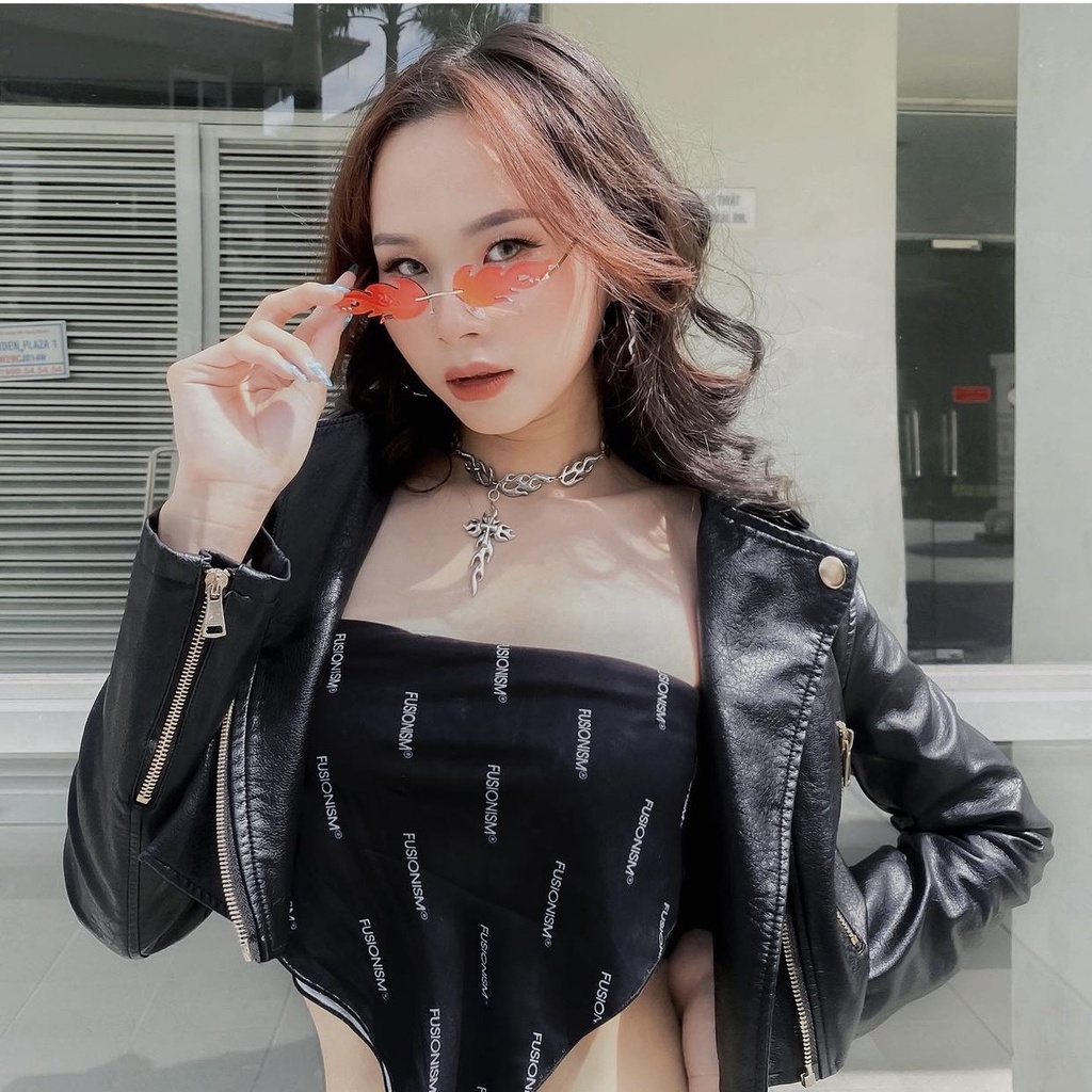 Khăn Turban, Khăn Bandana chất Lụa in Logo Pattern Fusionism - Màu Đen - Size 60x60 cm