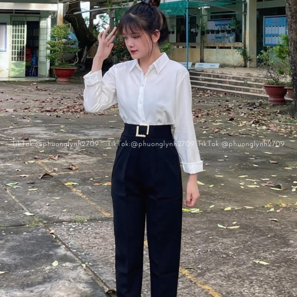 Quần tây nữ lưng cao , quần tây ống suông bagy đen nữ ,quần tây công sỡ nữ chất vải tuyết mưa cao cấp PLQ77