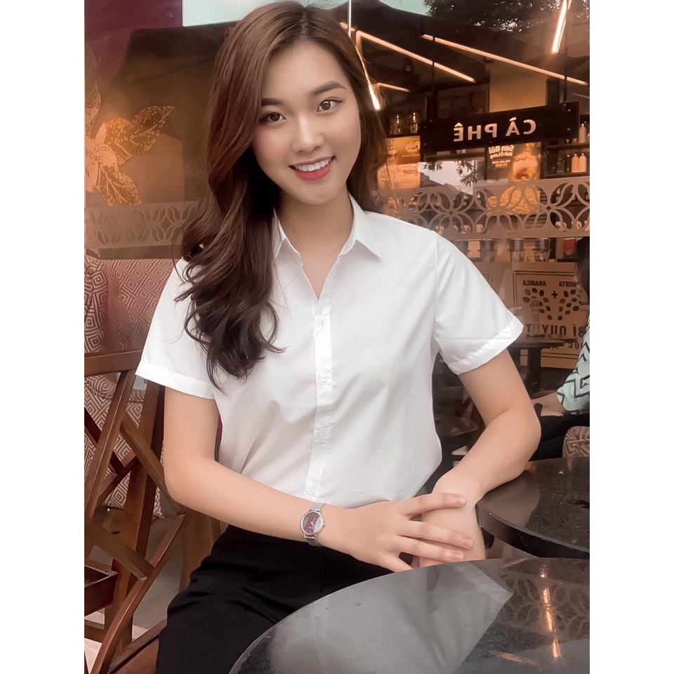 Áo Sơ Mi Trắng Nữ Cộc Tay, Áo Sơ Mi Nữ Công Sở CHIANG mịn mát M56 | BigBuy360 - bigbuy360.vn