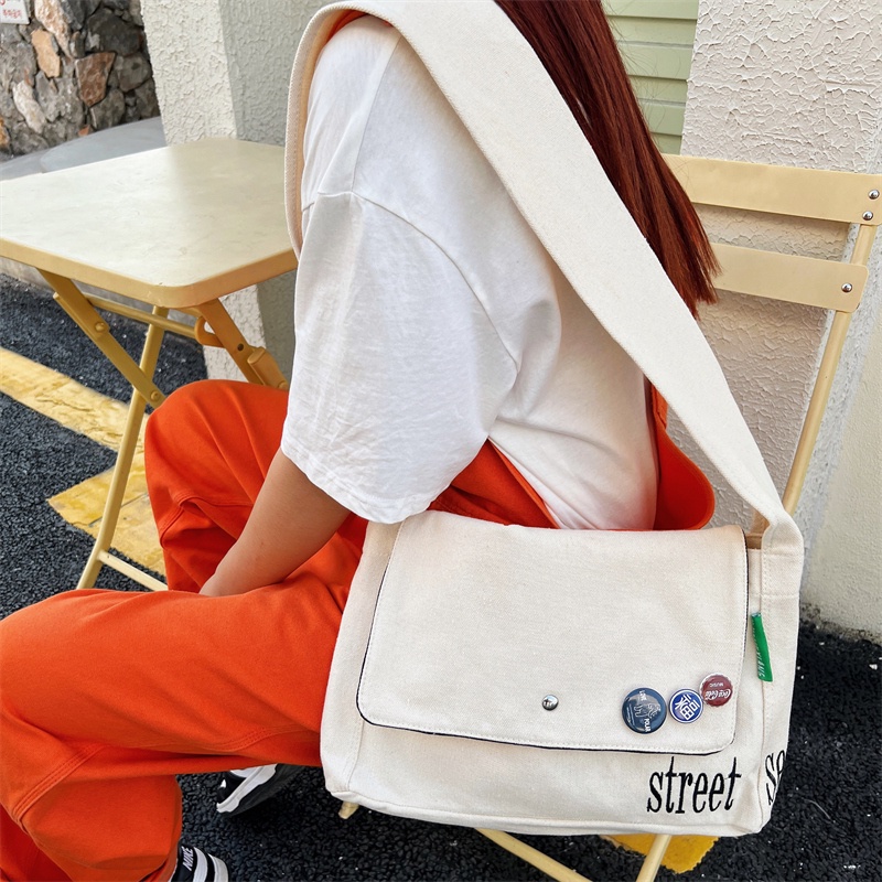 Túi vải canvas PRETTYZYS 2022 thiết kế sức chứa lớn phong cách Hàn Quốc dành cho nữ