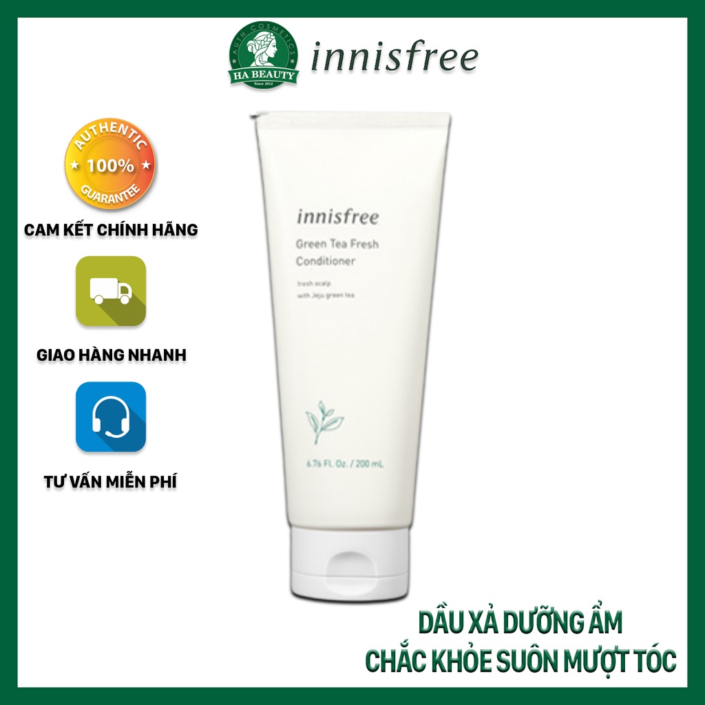 Dầu xả Dưỡng ẩm Hạn chế bết tóc trà xanh innisfree Green Tea Fresh Conditioner 200 ml