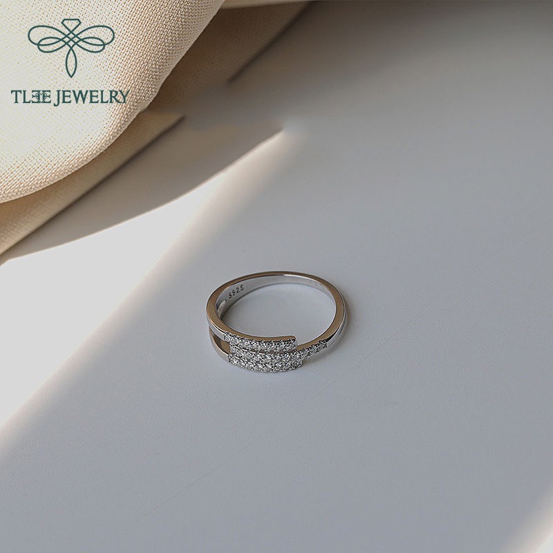 Nhẫn bạc nữ TLEE khối ghép nạm đá cá tính TleeJewelry A0284