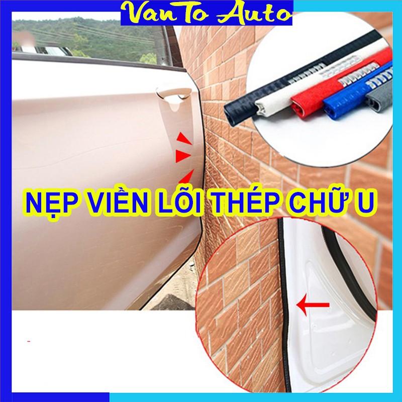 ⚡Video Thật - 5M.⚡ Nẹp Viền Cửa Ô Tô Chữ U Lõi Thép - Gioăng Cao Su Chữ U Lõi Thép Chống Va Đập, Chống Ồn Ô Tô, Cuộn 5M