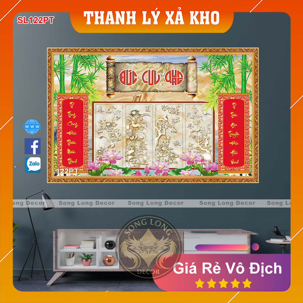 [FREE SHIP] Tranh Dán Tường 3D Phòng Thờ Tổ Tiên - SL122PT-Tranh 3d Linh Thiêng- Song Long Decor