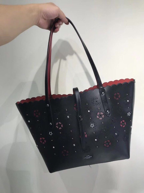 🆘RẺ VÔ ĐỊCH🆘Túi Coach Tote Bag with cut out Tea rose