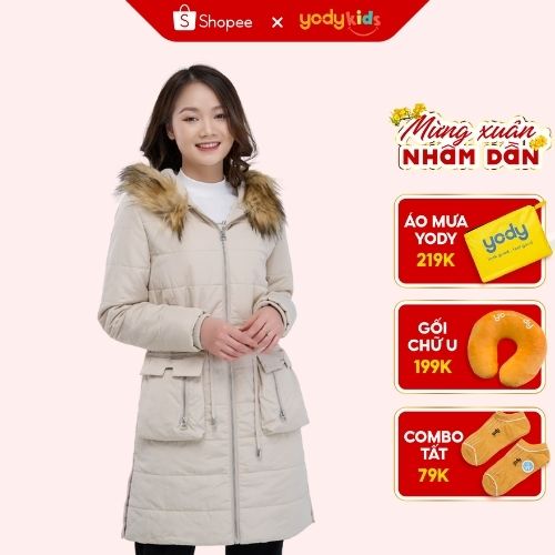 Áo khoác phao dáng dài Yody nữ siêu nhẹ, siêu ấm PHN5004