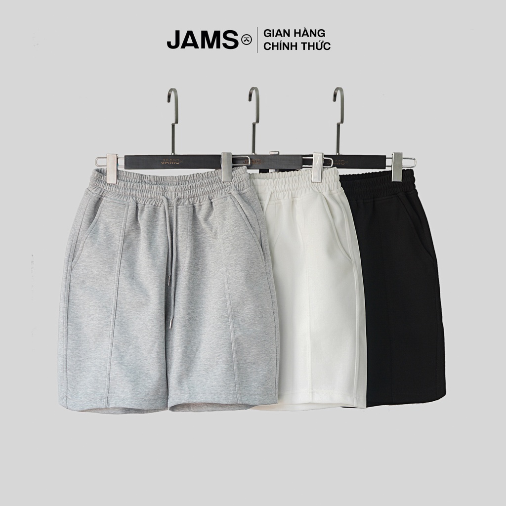 Quần short trơn JAMS quần đùi sọc gân nam nữ cạp chun thể thao form rộ