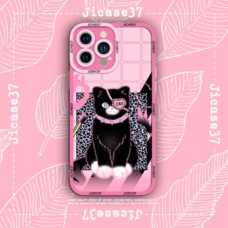 Ốp lưng iphone và samsung xiaomi oppo cạnh vuông Jicase Mèo hồng pink cat 
