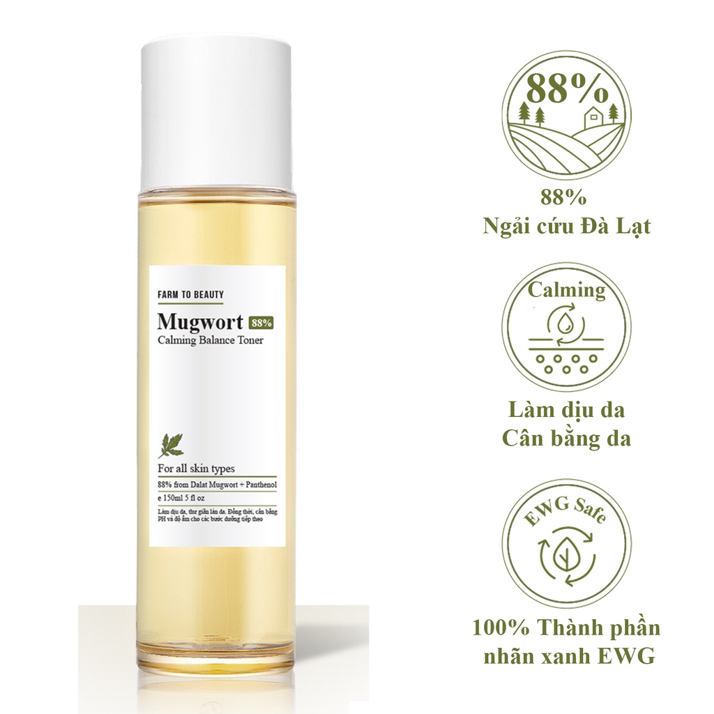 Toner Dịu da và Cân bằng da Ngải cứu FARM TO BEAUTY dành cho da mụn và da nhạy cảm - Mugwort Calming Balance Toner 88% | BigBuy360 - bigbuy360.vn