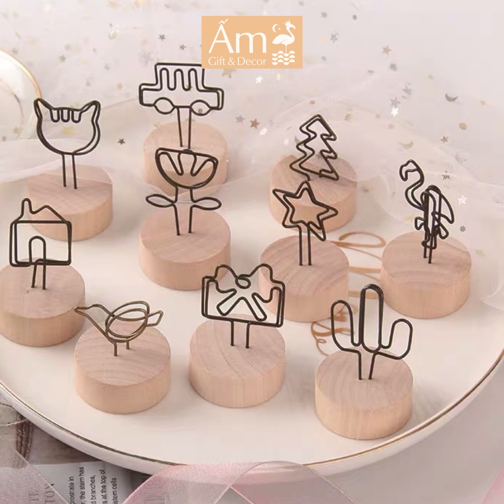 Kẹp Ảnh Để Bàn Bằng Gỗ Cute Nhiều Hình - Kẹp Ảnh Giấy Trang Trí Phòng  - Kích Thước 3x3cm - Freeship Xtra Toàn Quốc