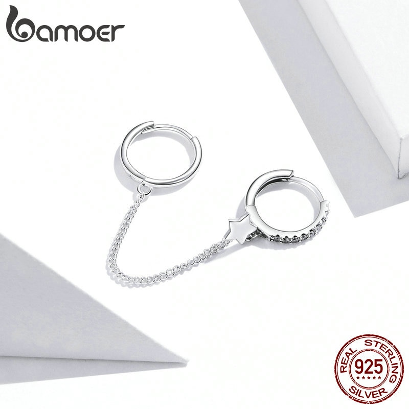 1 Bông Tai Bamoer 925 Hình Ngôi Sao bạc Đính Ngọc Trai Thanh Lịch Thời Trang 2020 New SCE914