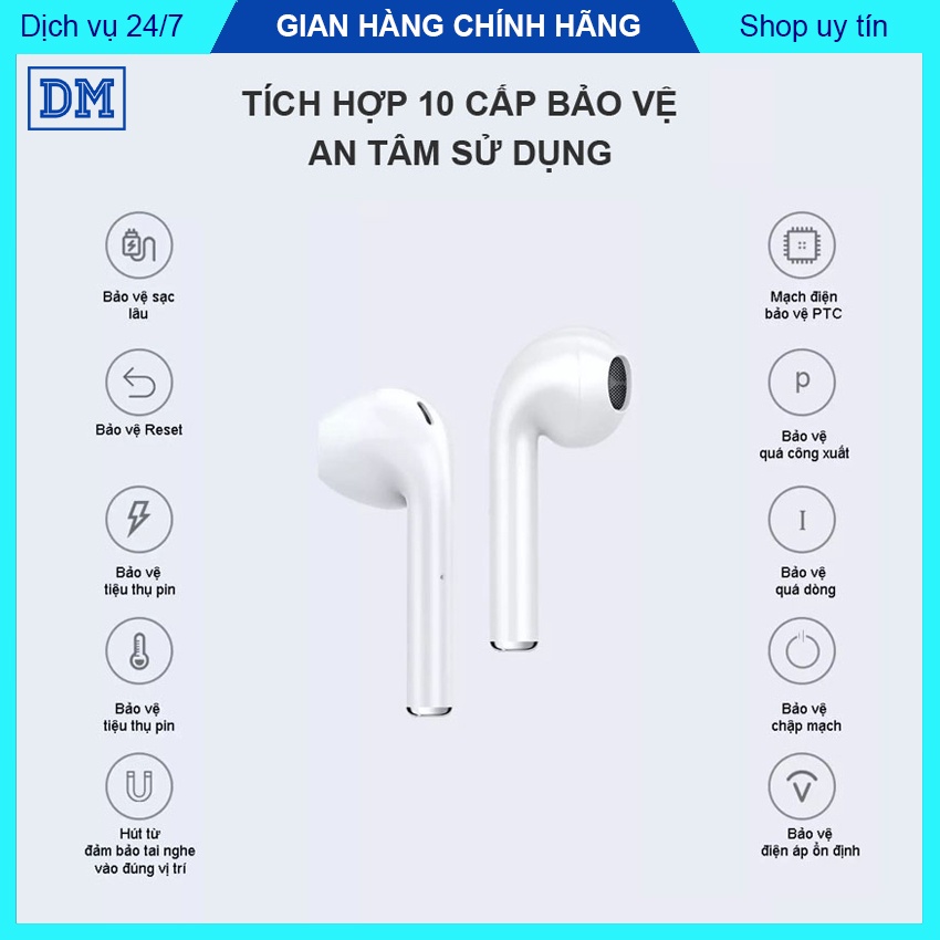 Tai Nghe Bluetooth giá rẻ tai nghe bluetooth i12 TWS âm thanh sắc nét nút cảm ứng – DMtech