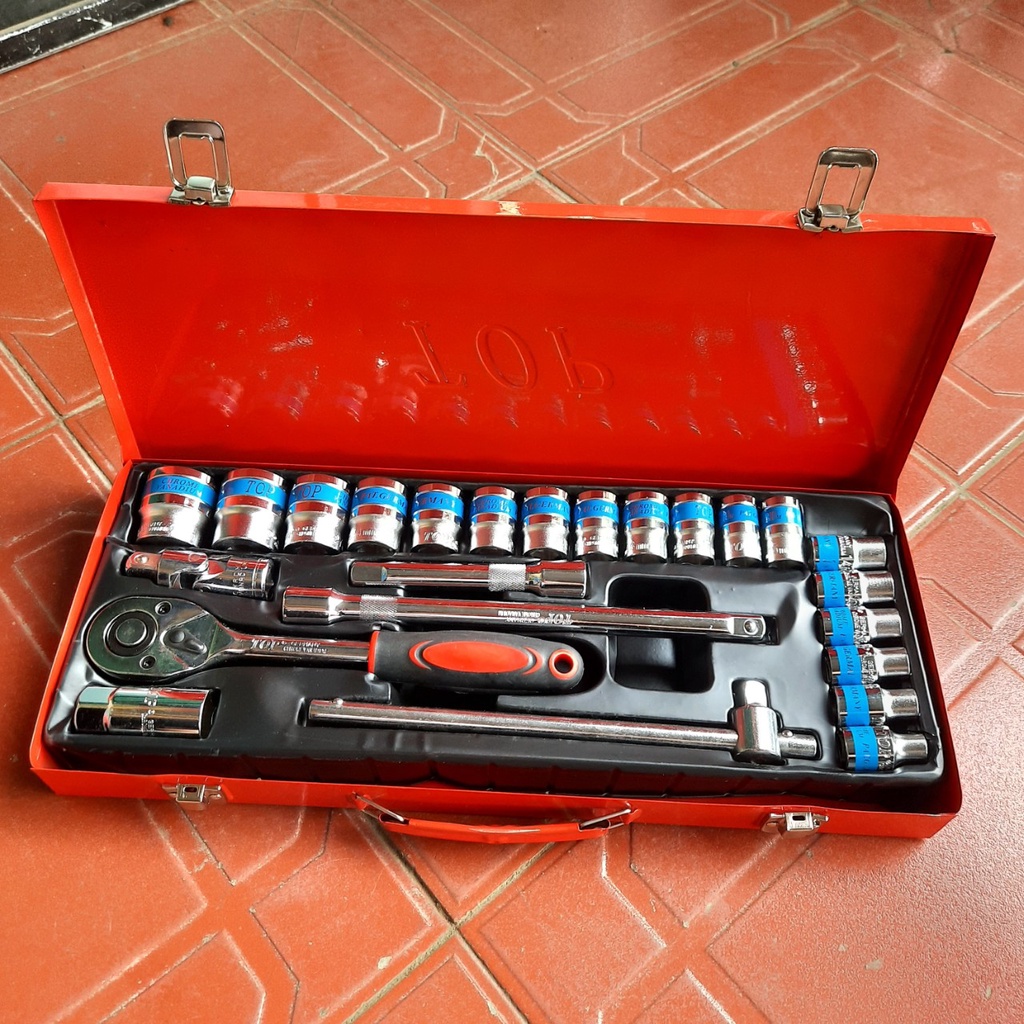 Bộ tuýp khẩu hãng TOP 24 chi tiết hệ 1/2 inch nhập khẩu Đài Loan chuyên để sửa xe máy, ô tô, máy móc
