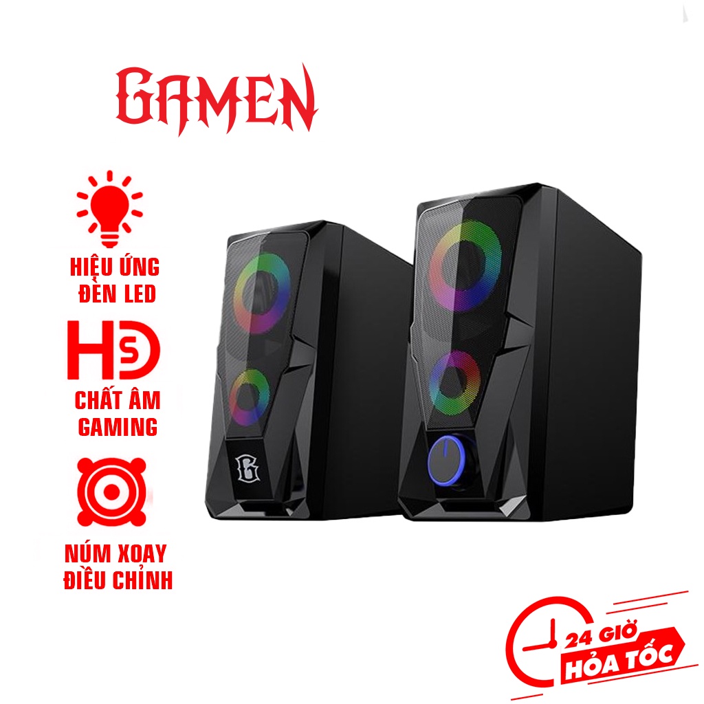 Loa Vi Tính Gaming Gamen RS200 Công Suất 6W Hiệu Ứng Led Âm Thanh Mạnh Mẽ Kết Nối Máy Tính Laptop Điện Thoại