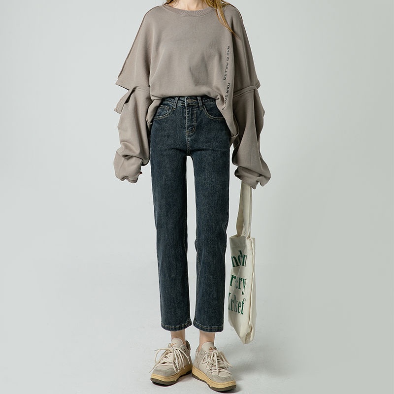 Quần jeans Nữ Lưng Cao Ống Đứng Thời Trang Hàn
