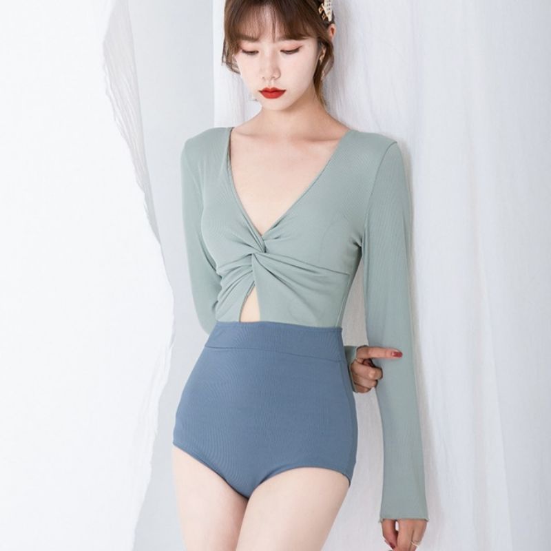 Bikini đi biển, đồ bơi nữ  dài tay 1 mảnh liền thân tôn dáng xanh biển xinh Nemo Bikini - B37
