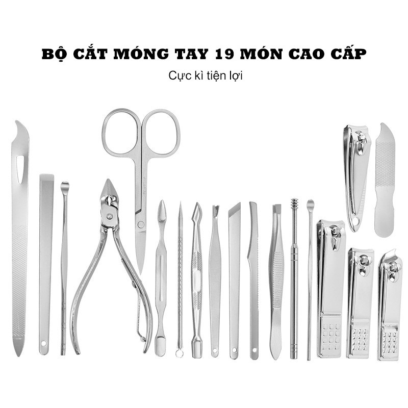 Bấm móng tay đa năng - Bấm móng tay thép không rỉ - Bấm móng tay cao cấp 19 Món - THƯƠNG HIỆU VINATA