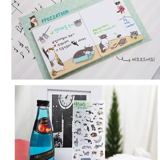 BỘ 6 STICKER HÀN QUỐC MÈO XÁM