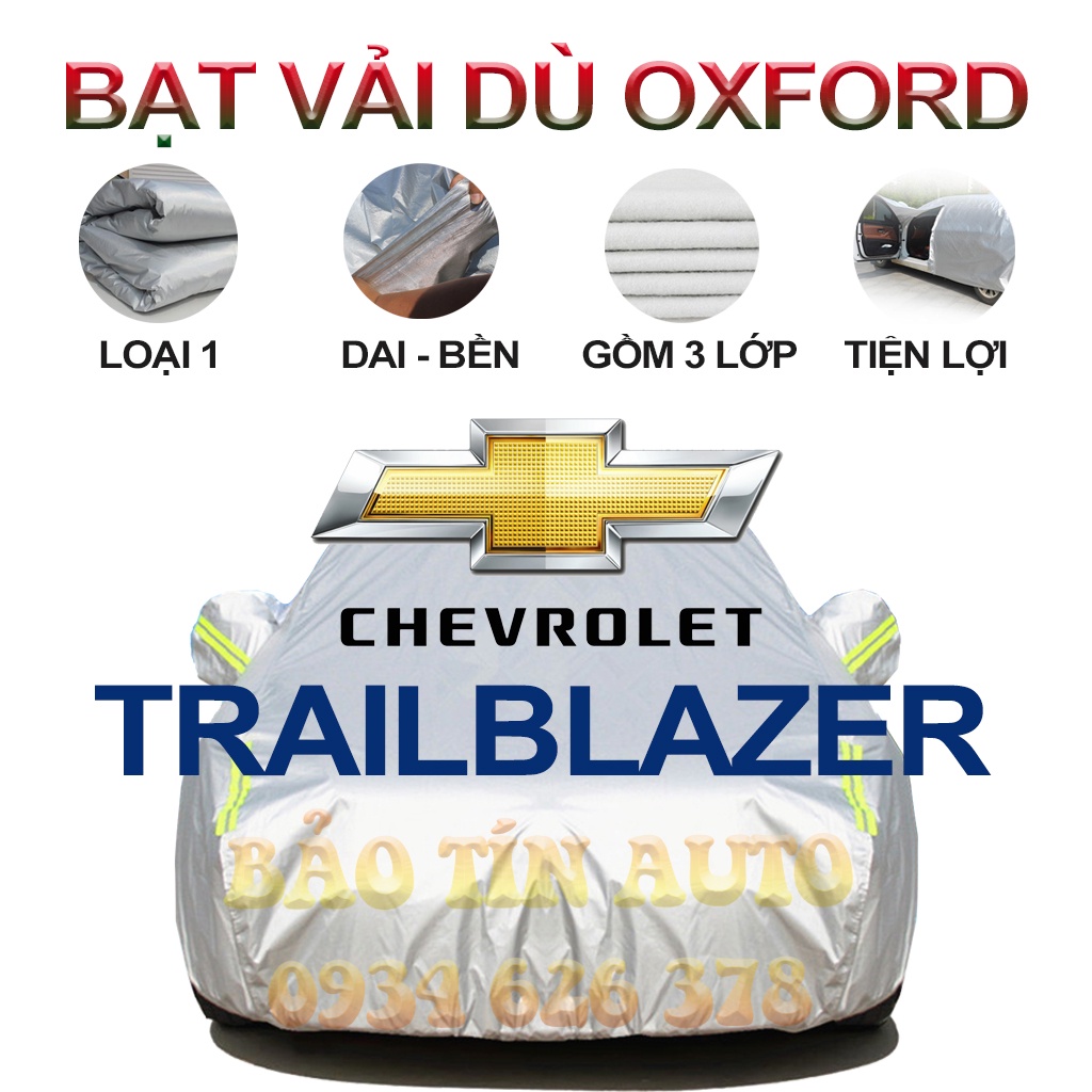 [LOẠI 1] Bạt che kín bảo vệ xe ô tô Chevrolet Trailblazer tráng bạc 3 lớp vải dù Oxford,bạt phủ trùm bảo vệ xe ô tô