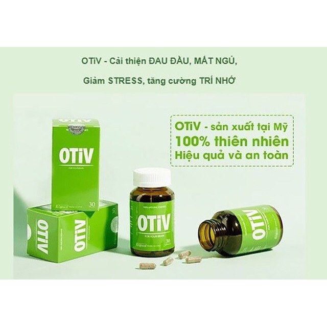 (CHÍNH HÃNG + TEM TÍCH ĐIỂM) OTIV Hô Trợ Cải Thiện Mất Ngủ, Đau Nửa Đầu, Tăng Cường Trí Nhớ - Hộp 30 Viên