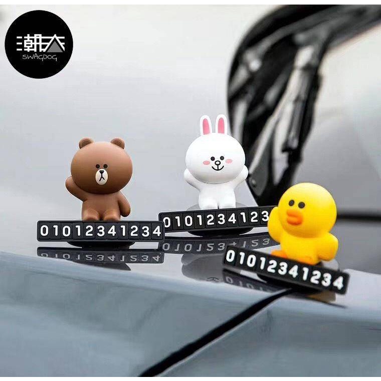 Bảng Ghi Số Điện Thoại Gấu Brown, Thỏ Coni，Vịt Sally 3D Dễ Thương Đặt Taplo Ô Tô