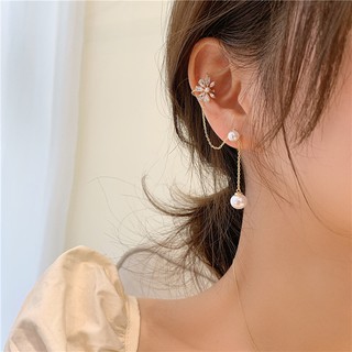 Bông Tai Dáng Dài Đính Ngọc Trai Phong Cách Hàn Quốc