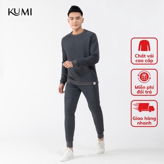 Bộ nỉ nam thu đông siêu nhẹ chất nỉ bông cao cấp, bộ thể thao nam năng động chất nỉ bông đẹp kumi - xám